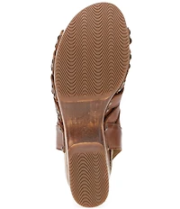 Dansko Adie Leather Cut Out Wood Studded Wedge Gladiator Sandals