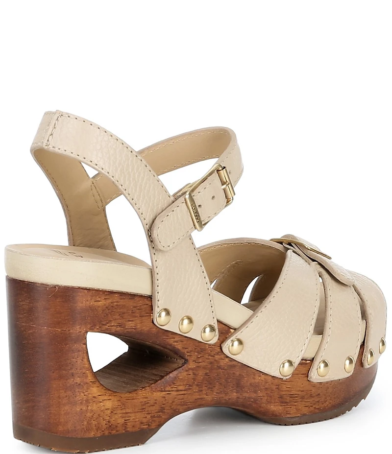 Dansko Alanna Studded Leather Ankle Wrap Wedge Sandals