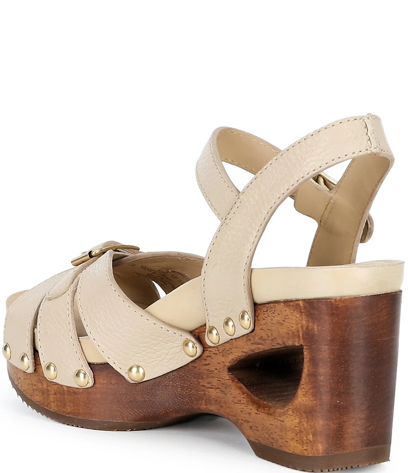 Dansko Alanna Studded Leather Ankle Wrap Wedge Sandals