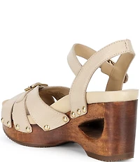 Dansko Alanna Studded Leather Ankle Wrap Wedge Sandals