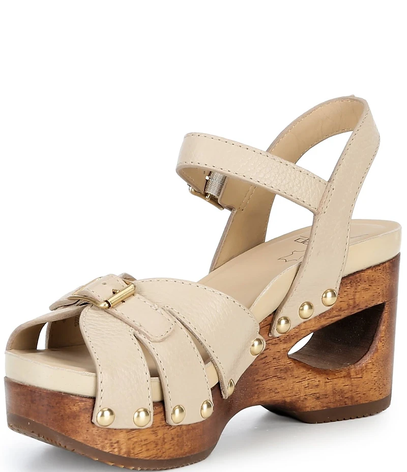 Dansko Alanna Studded Leather Ankle Wrap Wedge Sandals