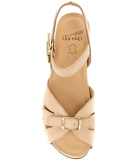 Dansko Alanna Studded Leather Ankle Wrap Wedge Sandals
