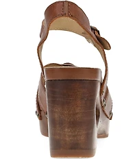 Dansko Alanna Studded Leather Ankle Wrap Wedge Sandals