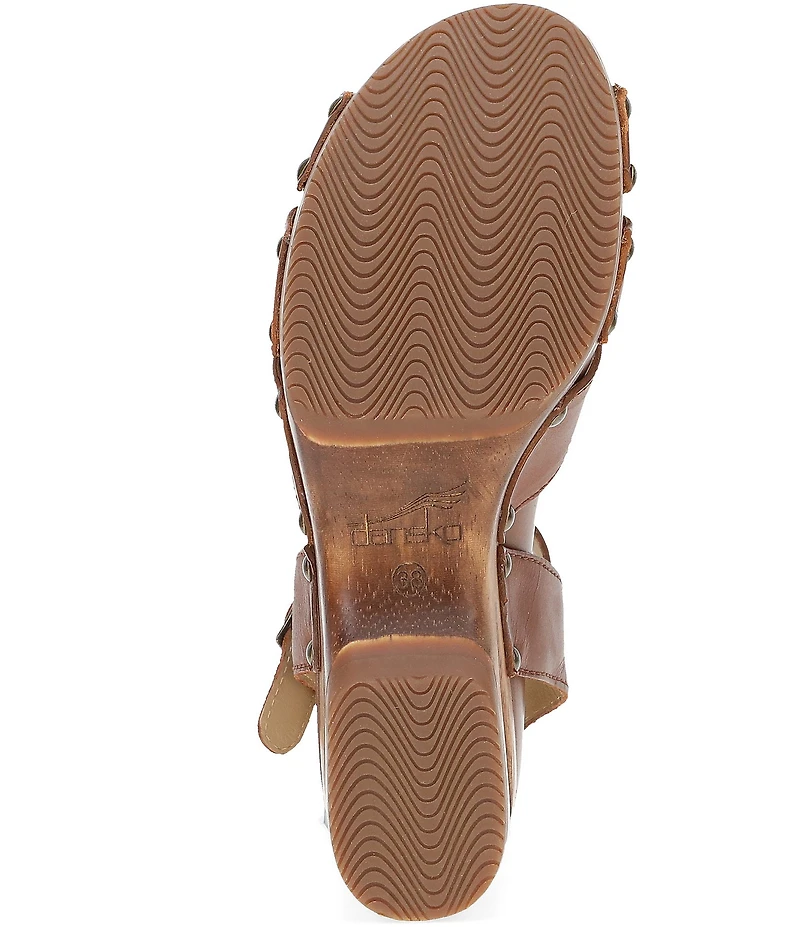 Dansko Alanna Studded Leather Ankle Wrap Wedge Sandals