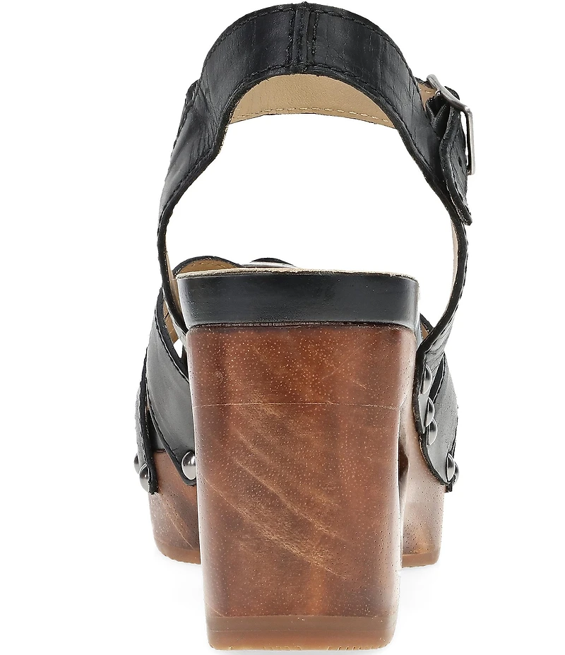 Dansko Alanna Studded Leather Ankle Wrap Wedge Sandals