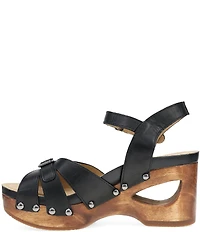 Dansko Alanna Studded Leather Ankle Wrap Wedge Sandals