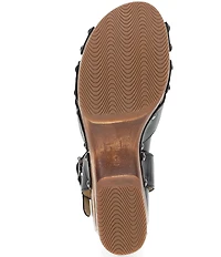 Dansko Alanna Studded Leather Ankle Wrap Wedge Sandals