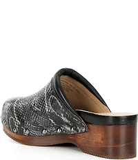 Dansko Andie Snake Print Leather Nail Head Studded Platform Clogs