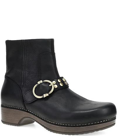 Dansko Baylin Leather Studded Buckle Booties