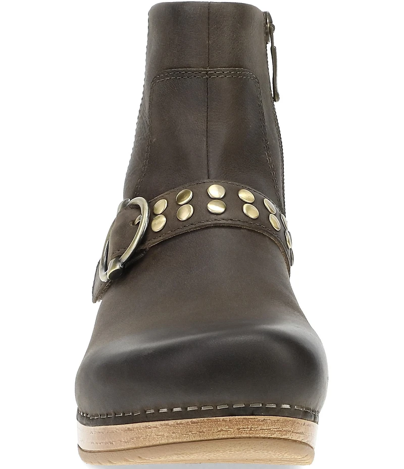 Dansko Baylin Leather Studded Buckle Booties