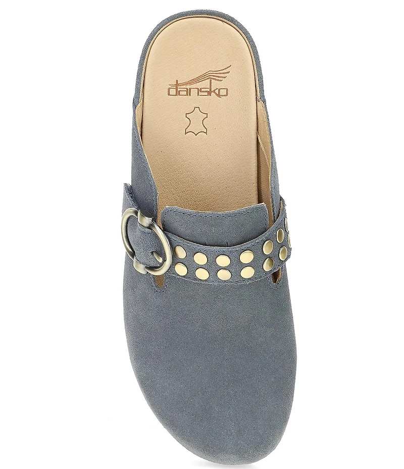 Dansko Branson Suede Studded Buckle Slip On Clogs