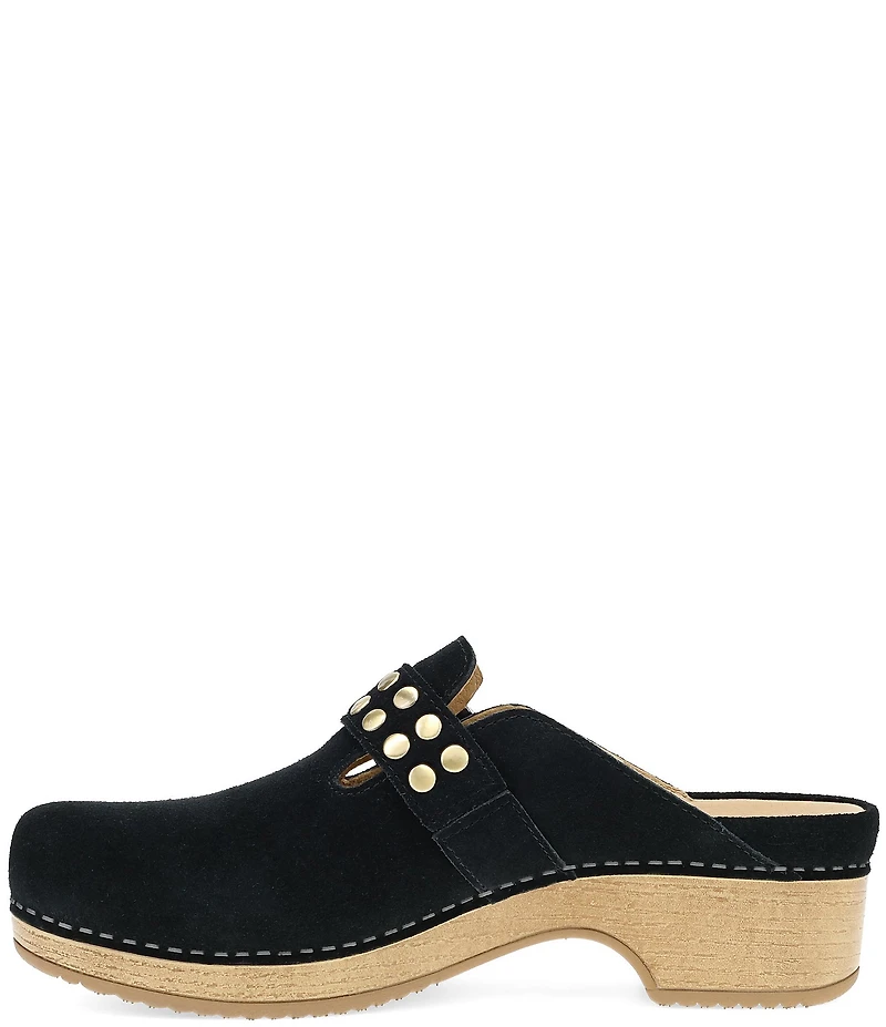 Dansko Branson Suede Studded Buckle Slip On Clogs