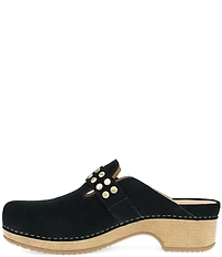 Dansko Branson Suede Studded Buckle Slip On Clogs