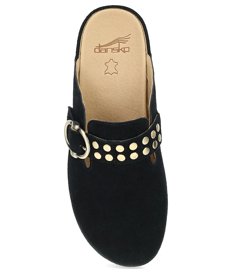 Dansko Branson Suede Studded Buckle Slip On Clogs