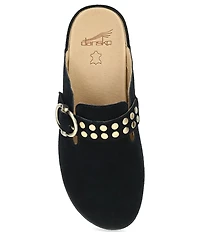 Dansko Branson Suede Studded Buckle Slip On Clogs