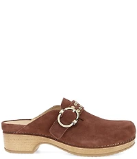 Dansko Branson Suede Studded Buckle Slip On Clogs