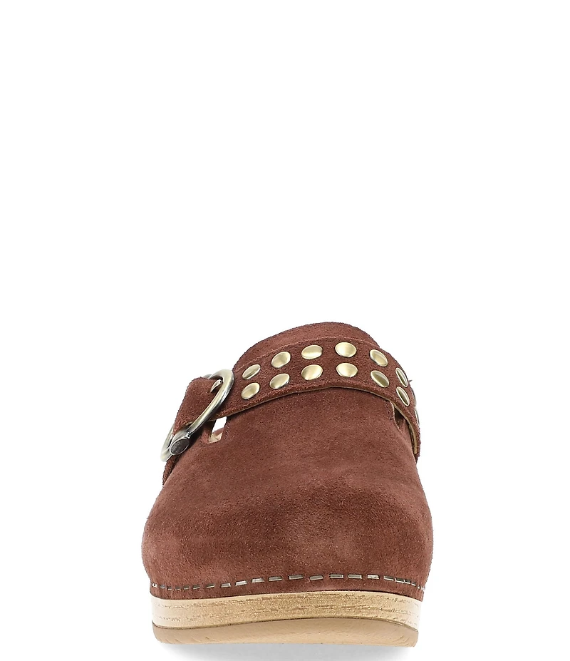 Dansko Branson Suede Studded Buckle Slip On Clogs