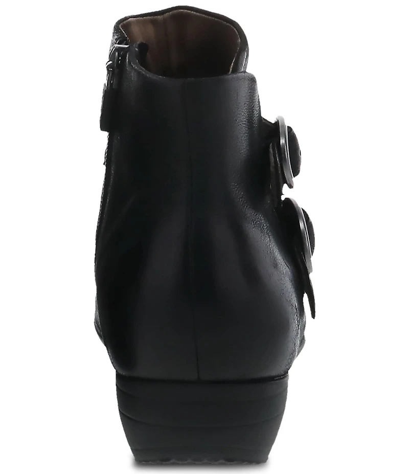 Dansko Faithe Leather Buckle Hardware Block Heel Ankle Booties