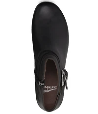 Dansko Faithe Leather Buckle Hardware Block Heel Ankle Booties