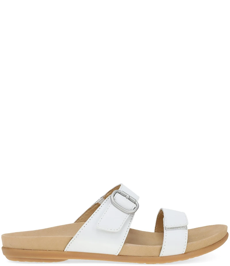 Dansko Justine Leather Buckle Hardware Hook-and-Loop Slide Sandals