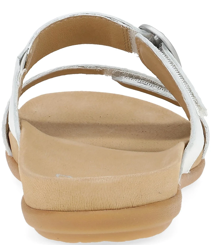 Dansko Justine Leather Buckle Hardware Hook-and-Loop Slide Sandals