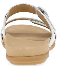 Dansko Justine Leather Buckle Hardware Hook-and-Loop Slide Sandals