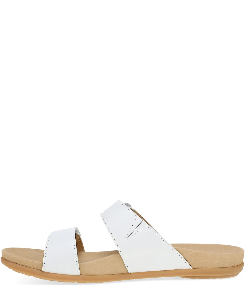 Dansko Justine Leather Buckle Hardware Hook-and-Loop Slide Sandals