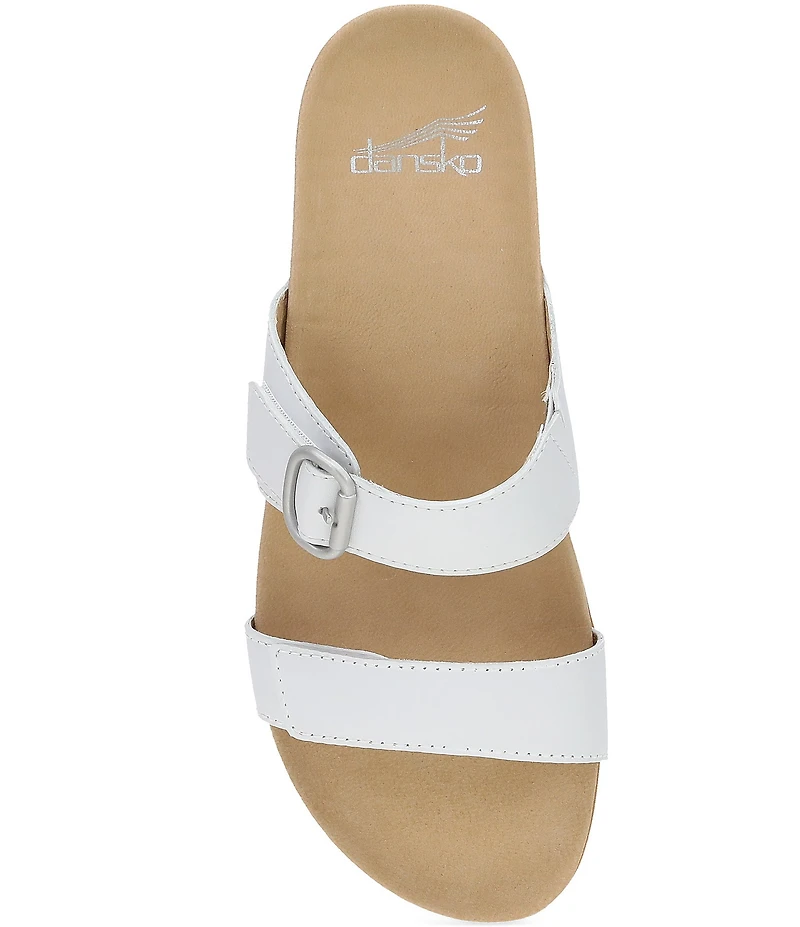Dansko Justine Leather Buckle Hardware Hook-and-Loop Slide Sandals