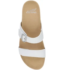 Dansko Justine Leather Buckle Hardware Hook-and-Loop Slide Sandals