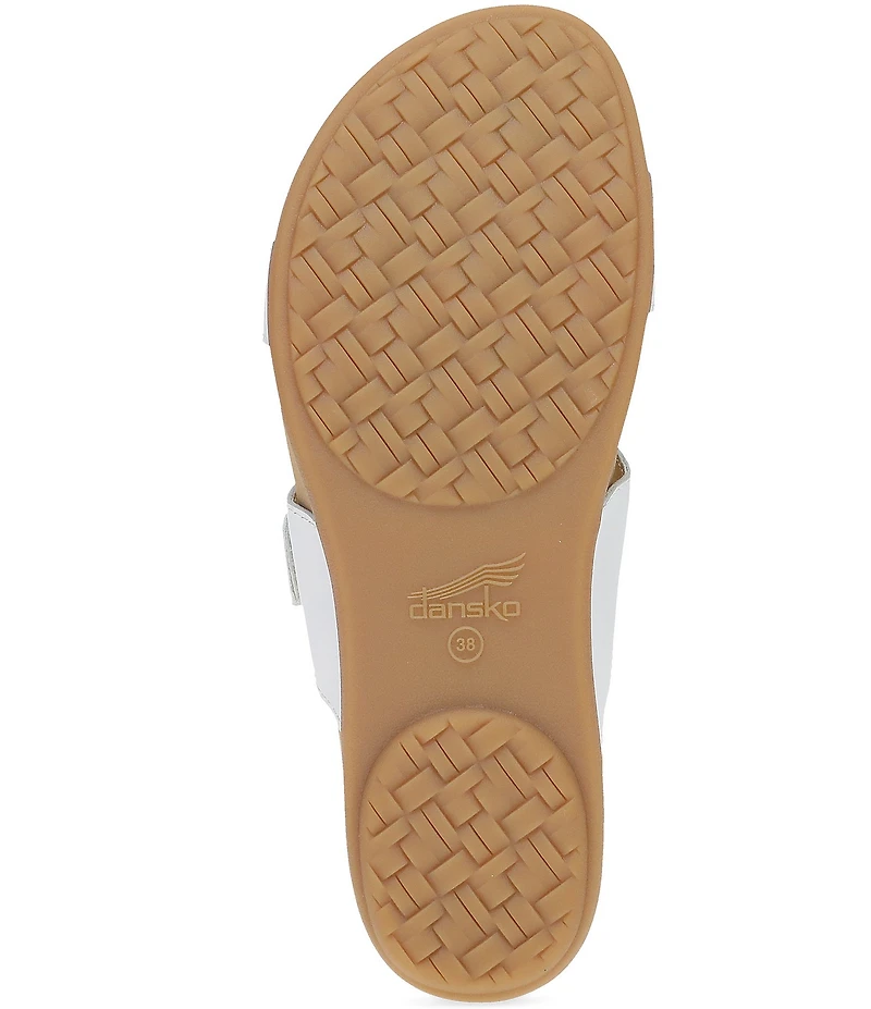 Dansko Justine Leather Buckle Hardware Hook-and-Loop Slide Sandals