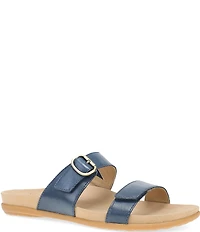 Dansko Justine Leather Buckle Hardware Hook-and-Loop Slide Sandals
