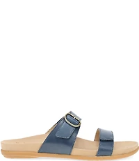 Dansko Justine Leather Buckle Hardware Hook-and-Loop Slide Sandals