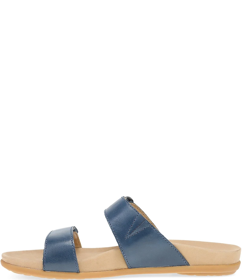 Dansko Justine Leather Buckle Hardware Hook-and-Loop Slide Sandals