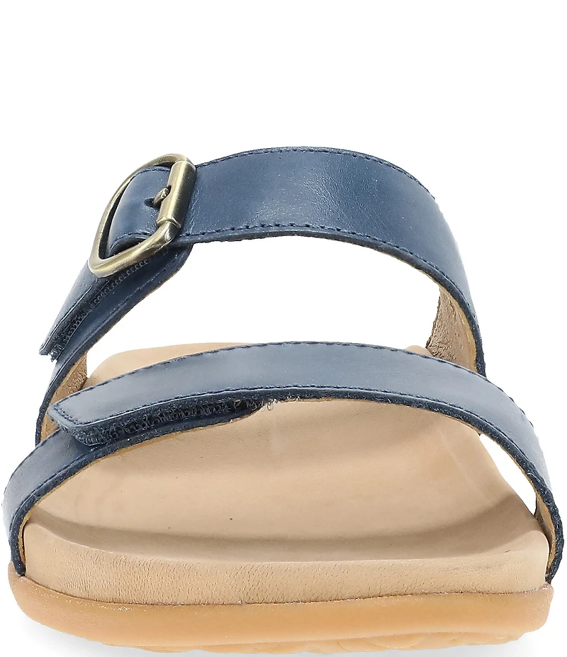 Dansko Justine Leather Buckle Hardware Hook-and-Loop Slide Sandals