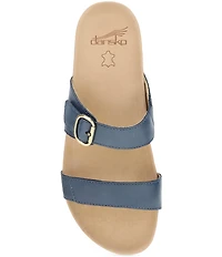 Dansko Justine Leather Buckle Hardware Hook-and-Loop Slide Sandals