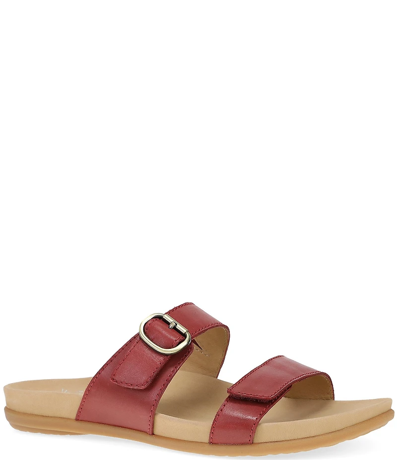 Dansko Justine Leather Buckle Hardware Hook-and-Loop Slide Sandals