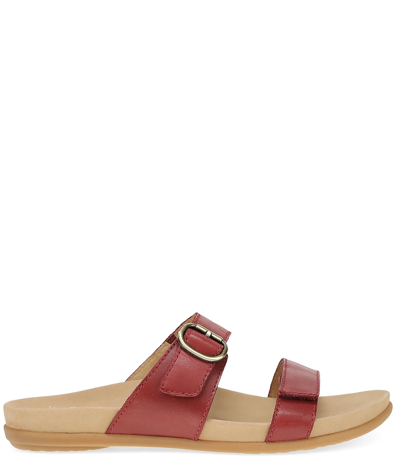 Dansko Justine Leather Buckle Hardware Hook-and-Loop Slide Sandals