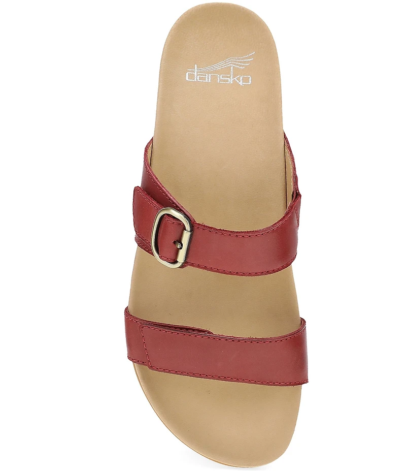 Dansko Justine Leather Buckle Hardware Hook-and-Loop Slide Sandals
