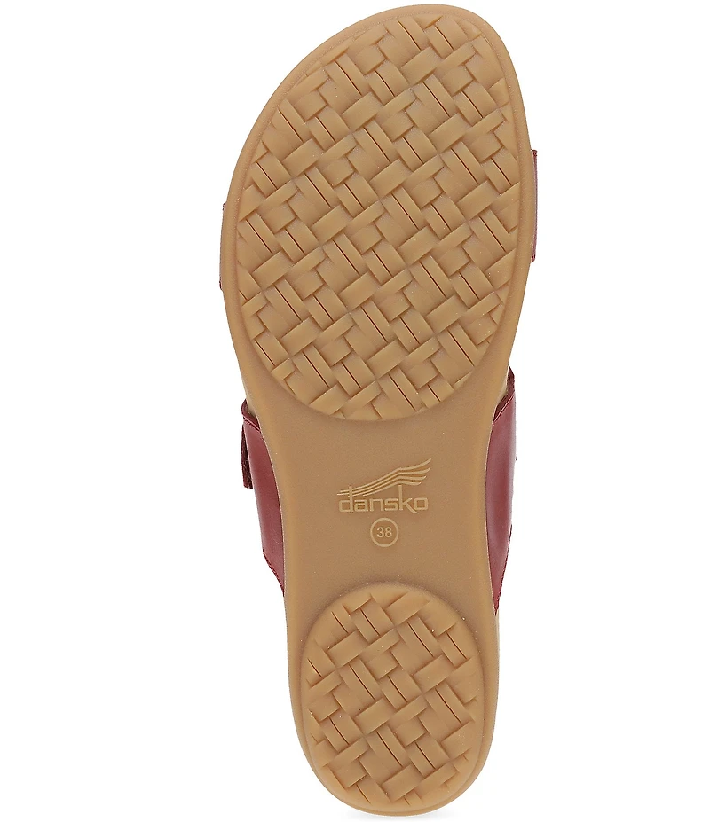 Dansko Justine Leather Buckle Hardware Hook-and-Loop Slide Sandals