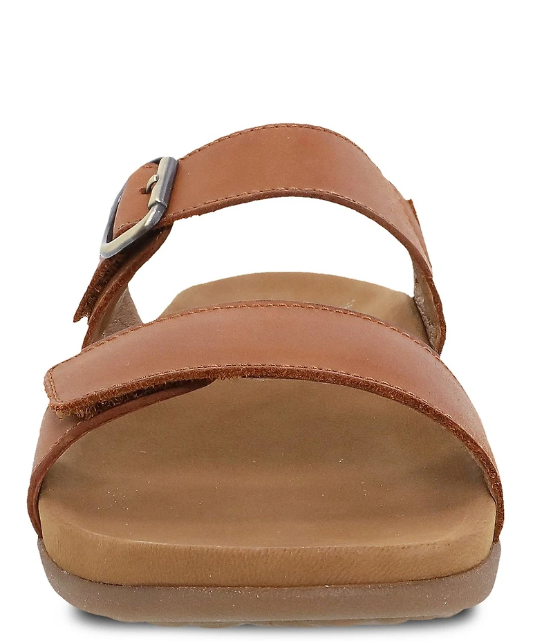 Dansko Justine Leather Buckle Hardware Hook-and-Loop Slide Sandals