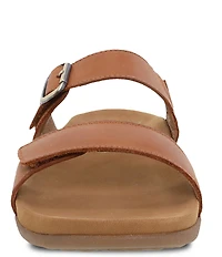 Dansko Justine Leather Buckle Hardware Hook-and-Loop Slide Sandals