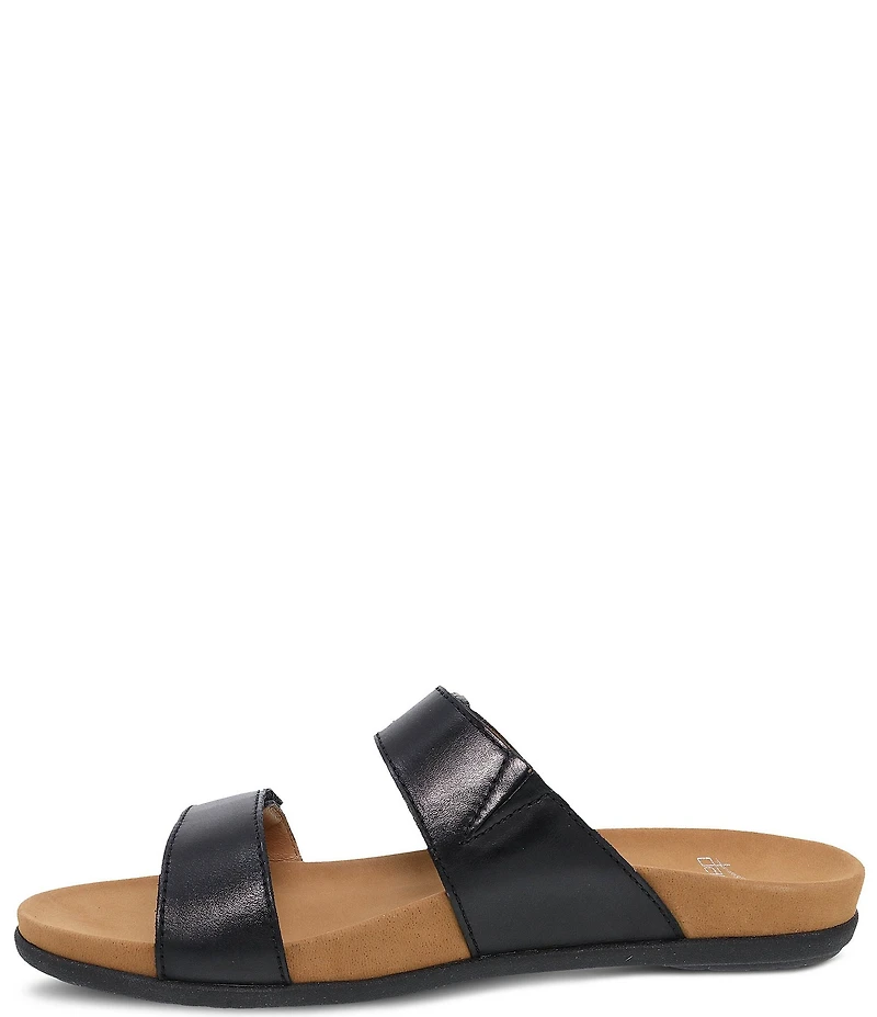 Dansko Justine Leather Buckle Hardware Hook-and-Loop Slide Sandals