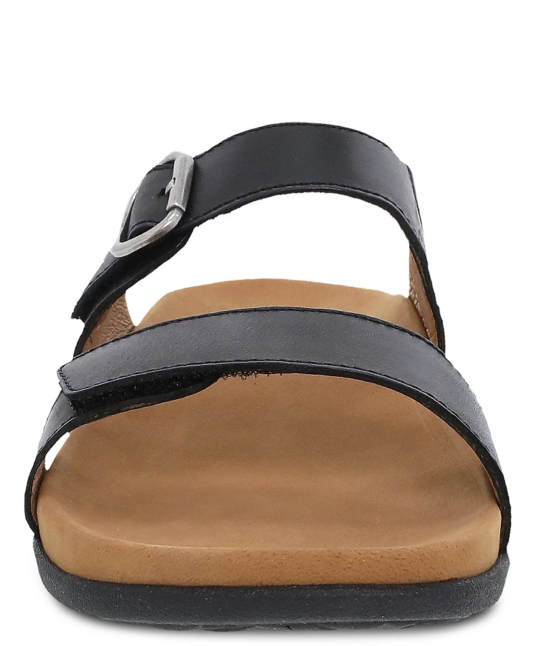 Dansko Justine Leather Buckle Hardware Hook-and-Loop Slide Sandals