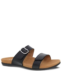 Dansko Justine Leather Buckle Hardware Hook-and-Loop Slide Sandals