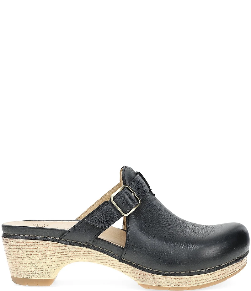 Dansko Leandra Leather Platform Block Heel Clogs