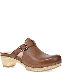 Dansko Leandra Leather Platform Block Heel Clogs