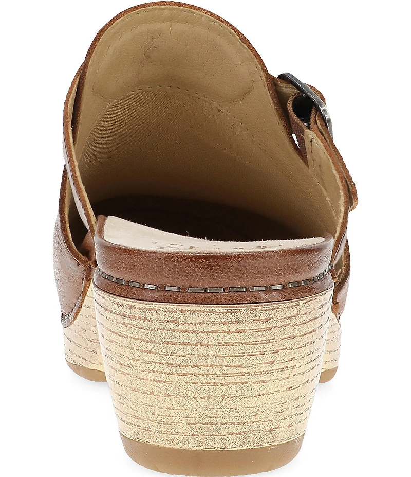 Dansko Leandra Leather Platform Block Heel Clogs