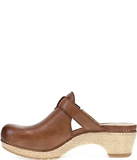 Dansko Leandra Leather Platform Block Heel Clogs