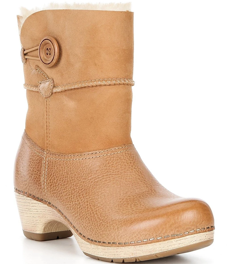 Dansko Lillith Leather and Suede Shearling Shaft Booties