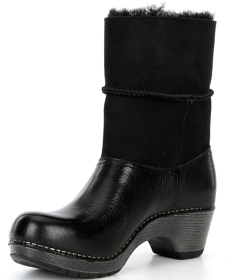Dansko Lillith Leather and Suede Shearling Shaft Booties
